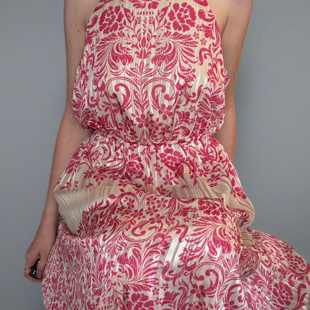 Savanna Jane Strapless Pink and Cream Dress